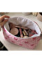 Pink Gingham Ribbon Patterned Makeup Bag - Large Size D1 (New Product) - 2