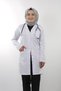 Women's White Long Sleeve 90 cm Jacket Collar Alpaca Teacher Doctor Pharmacist Nurse Apron