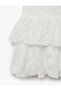 Layered Flounce Comfortable Fit High Waist Lace Mini Skirt - 5