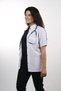 Women's White Short Sleeve 70 cm Prevailing Collar Alpaca Teacher Doctor Pharmacist Nurse Apron - 3