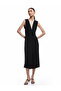 Lined Comfortable Fit V-Neck Aerobin Fabric Sleeveless Long Dress