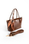 Tan Women's Adjustable Strap Hand and Shoulder Bag - 4