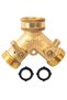 1pcs 3/4 Inch 2 Way Brass Garden Hose Splitter Y-Type Tap Watering Connector Distributor for Outdoor - 8