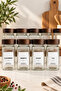 Set of 12 Glass Acacia Lid Square Spice Racks (14 Labels) - 2