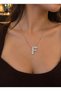 F Letter Necklace – Stone Letter Necklace - Steel Letter Necklace - Minimal Ball Chain