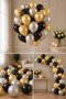 Pack of 12 Metallic 4 Black, 4 Silver Grey, 4 Gold Golden Yellow Shiny Balloon Bouquet Flying with Helium - 3