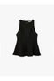 Slim Fit Sleeveless Crew Neck Peplum Blouse - 3