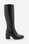 Women's Thick Heeled Knee-High Heeled Boots Aktone Black - 3