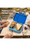 Bento Lunch Box 1195 ml, Blue (4-6 Compartments, 3 Sandwich Cutters, 2 Fruit Picker - Blue - 4