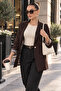 Women's Lining Leopard Pattern Single Button Closure Blazer Jacket 260327 - 265324