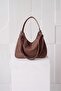 Elegant and Graceful Brown Double Strap Suede Nubuck Women's Hand and Shoulder Bag - 2