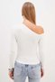 Asymmetric Collar Off-The-Shoulder Slim Fit Blouse - 6