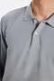 Men's standard fit comfortable cut cotton soft textured plain pike long sleeve grey polo collar sweatshirt - 4