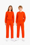 Unisex children's cycling collar tracksuit set orange-301