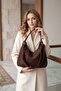Elegant and Graceful Brown Double Strap Suede Nubuck Women's Hand and Shoulder Bag - 4
