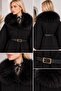 Fur Collar Belted Cashmere Poncho - 4
