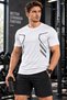 Men's Sports T-Shirt Training Gym Polyester Men's Athlete T-Shirt Striped-T-Shirt