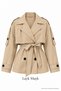 Women's Lined Beige Belted Short Trench Jacket-L-00201967 - 5