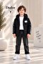 Boys' Water-Repellent Hooded Black Coat - 2