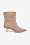 Women's Mink Suede Pointed Toe Short Thin Heeled Daily Stylish Boots Ersey - 2