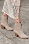 Evelyn Women's Suede Beige Pointed Toe Thick Heeled Pull-On Ankle Length Cowboy Boots - 7