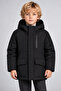 Boys Black Fur Lined Waterproof & Windproof Hooded 3-Pocket Winter Coats & Parkas