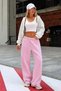 Pink Basic Tube Leg Women's Sweatpants Sh262 - 4