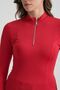 Red Color Long Sleeve Zipper Rider Women's T-Shirt - 7