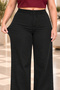 - Large Size Lycra Fabric Pocketless Elastic Waist Palazzo Trousers C642-Black - 3