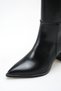 Women's Black Boots with Zipper, Below the Knee, Pointed Toe, 7 cm Heel - 7