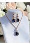 Crystal Stone Water Drop Necklace and Earring Set - 3