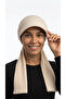 Medical Suitable Beige Cotton Piece Combed Cotton Visor Cap with Pleated Back Tie-Detail Hat Bonnet - 2