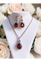 Crystal Stone Water Drop Necklace and Earring Set - 2