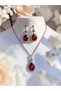 Crystal Stone Water Drop Necklace and Earring Set - 3