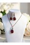 Crystal Stone Water Drop Necklace and Earring Set - 5