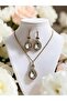 Crystal Embellished Waterdrop Necklace and Earring Set - 4