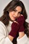 Women's Plush Short Finger Gloves Claret Red