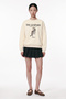 Text and Leopard Printed Oversize Sweatshirt Beige - 3