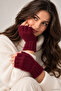 Women's Plush Short Finger Gloves Claret Red - 2