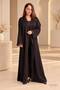 Black Embroidered Floral Lace Nida Abaya - 2