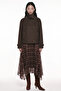 High Collar Double Breasted Cashmere Short Coat Brown - 4
