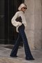 Side Studded Design Flared Leggings - Navy Blue - Navy Blue - L - St00681-Navy Blue-L