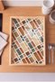 Earth Tones Geometric Mosaic Natural Wood Framed Rectangular Coffee Presentation Engagement and Serving Tray - 2