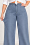 - Large Size Lycra Fabric Pocketless Elastic Waist Palazzo Trousers C642-Ice Blue - 3