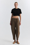 Khaki Lyocell Blended Women's Trousers - 2