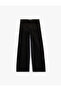 Cotton Loose Fit Denim Trousers with Snap Buttons and Tie Waist - Loose Fit Jeans - 5