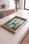 Green Abstract Textured-Natural Wood Framed Rectangular Coffee Presentation, Engagement, and Serving Tray - 3