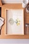 Yellow Floral Vase Patterned - Rectangular Coffee Presentation, Engagement, and Serving Tray with Natural Wood Frame - 2