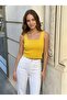 Sleeveless Strappy Square Neck Terry Knitted Women's Blouse