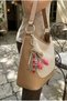 Plaid Fabric Designed Tulip Figures and Beige Bow Bag Charm-Keychain - 2